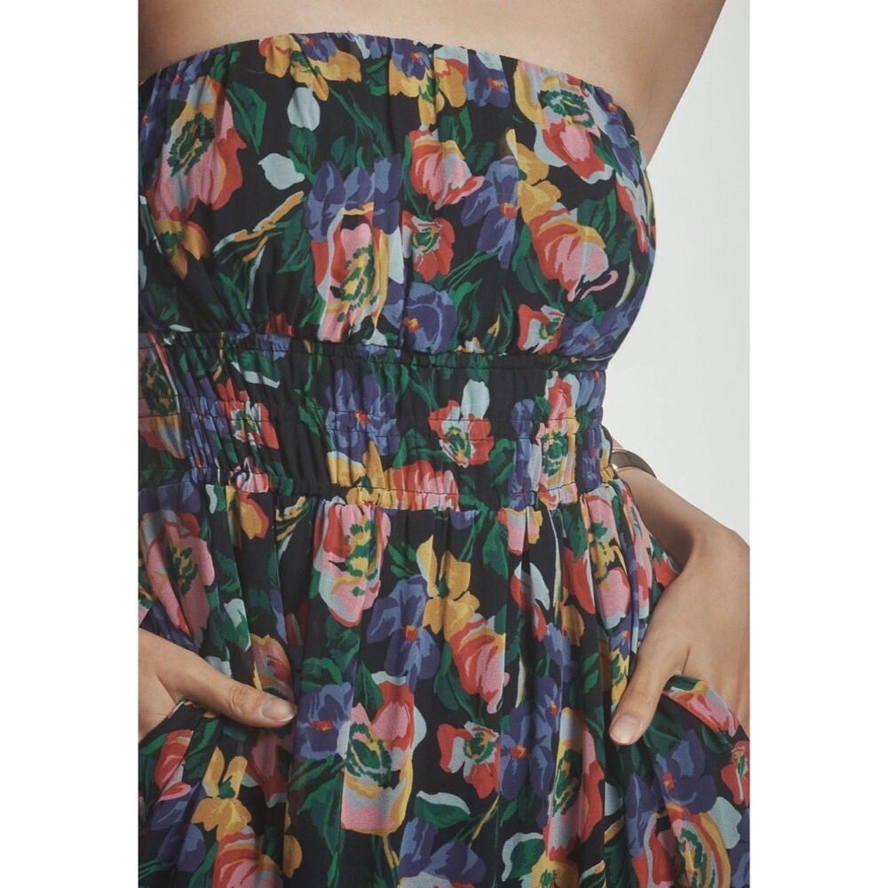 Anthropologie Maxi Dress Blue Floral Somerset Strapless Preppy Vacay Large NWT - Picture 7 of 12